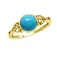 Bague Solitaire Authentique en Argent Sterling 925 Style Victorien avec Pierre Précieuse Turquoise Américaine Ronde et Pierre de Lune