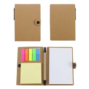 Cuaderno Promocional con Cubierta de Papel Kraft Ecológico Personalizado, Juego de Notas Adhesivas de Papelería de Oficina, Blocs de Notas con Botón a Presión y Bolígrafo - Product Image 2