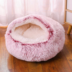 Tranquilo lujo invierno cálido felpa mascota perrera general comodidad con capucha cueva dosel semicerrado cama duradera para perros y gatos - Product Image 3