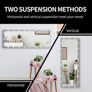 US Stocks Free Dressing Standing LED Espejo de piso de cuerpo montado en la pared de gran tamaño de longitud completa con bombillas para dormitorio - Product Image 3