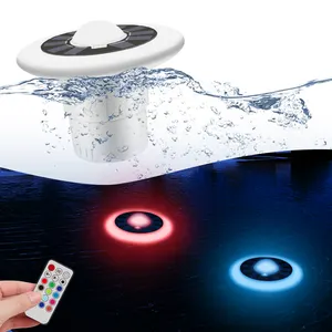 Desain baru IP68 bawah air tenaga surya mengambang lampu kolam renang tampilan suhu perumahan lampu kolam Led