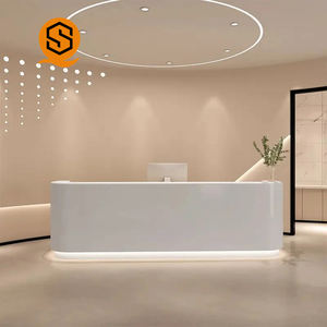 Comptoir de réception moderne brillant de luxe Shinestone bureau de réception blanc pour hôtels <span class=keywords><strong>banques</strong></span> studios cinémas hôpitaux en bois - Product Image 5