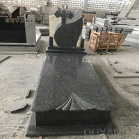 QUYANG – pierre de tête de cimetière moderne de qualité en granit noir, statue de pierre tombale pour les fosses, vente en gros