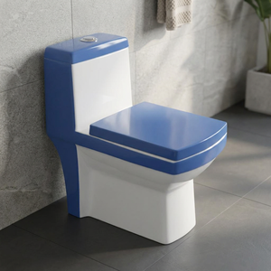 El último armario de cerámica de una pieza-Tazón de lavado al ras sifónico Inodoro de color azul dorado Inodoro monobloque de cerámica marrón - Product Image 1