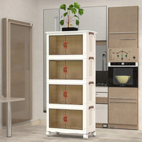 Meuble de salle à manger, chariot de cuisine en PP+PC, multifonctionnel, gain de place, installation facile, armoire de rangement pliable et mobile