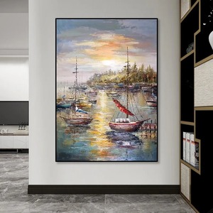 Pittura a Olio Moderna Dipinta a Mano su Tela Barca a Vela sul Mare Quadro Astratto Arte <span class=keywords><strong>da</strong></span> Parete per Soggiorno <span class=keywords><strong>Camera</strong></span> <span class=keywords><strong>da</strong></span> <span class=keywords><strong>Letto</strong></span> Decorazione Casa - Product Image 6
