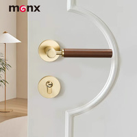 Serrure de porte intérieure en alliage de zinc, style chinois silencieux et moderne, style bois rétro original, serrure de porte de chambre, poignée de porte en bois grainé