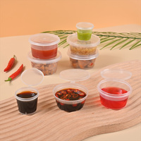 Conteneur rond miniature transparent scellé pour sauce chili, en plastique PP, jetable, avec couvercle à charnière, 1 oz, 2 oz, 3 oz, 4 oz