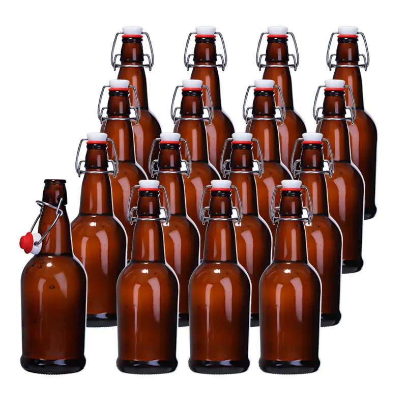 Versiegeltes Glas mit Deckel getränk leere Bierflasche Preis runde Dekal-Gummi-Gas-Schnalle Bierflasche bernsteinfarbenes hochweißes Material