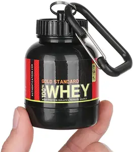 Bebas BPA wadah bubuk Protein Whey portabel dengan gantungan kunci corong suplemen Protein