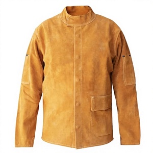 Veste de soudage en cuir résistante à la chaleur, manches longues, anti-chaleur 300°C 500°C, vêtements de sécurité pour atelier d'usine, coupe classique - Product Image 1
