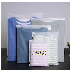 Sac à fermeture éclair givré en plastique PE pour emballage de vêtements, pochette mate pour vêtements, sac de rangement pour vêtements avec logo imprimé - Product Image 1