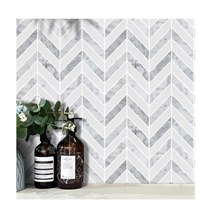 Mosaico <span class=keywords><strong>de</strong></span> Mármol Verde Claro Pulido para Pisos/Paredes <span class=keywords><strong>de</strong></span> Villas Modernas, Decoración Interior, <span class=keywords><strong>Piso</strong></span> <span class=keywords><strong>de</strong></span> Baño y Ducha con Diseño Espigado Verde Oscuro - Product Image 2