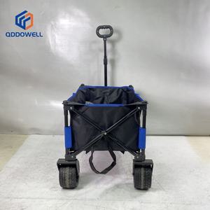 ブラックブルーカート4WD折りたたみ可能ビーチカートサンドタイヤカップホルダーポータブル屋外カート折りたたみ金属キャンプワゴン - Product Image 5