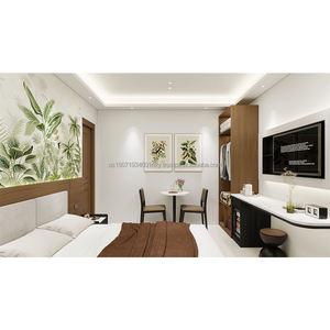 Juego de Muebles de Dormitorio Modernos Personalizables para Hotel de 3 Estrellas, Cama de Panel de Madera, Mesitas de Noche, Armario, Mueble para TV, Mesa Auxiliar - Product Image 1