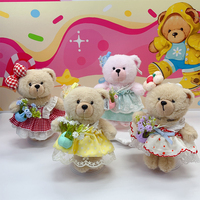 Boneka Beruang Teddy Lucu Kartun Kustom dengan Overall dan Aksesoris Pita, Kemasan Kantong OPP