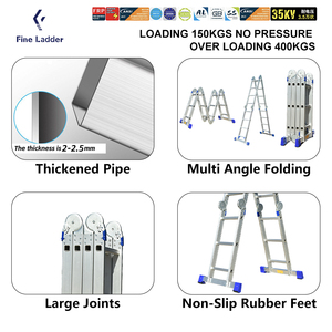 EN131 Échelle pliante en aluminium Échelle multi-flexible avec échafaudage à anneau AM0216A/charnière de verrouillage d'échelle - Product Image 2