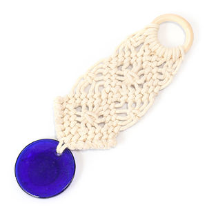 <span class=keywords><strong>Tapisserie</strong></span> murale en macramé bleu œil turc faite à la main, décoration, ornement, pendentifs Nazar, mauvais œil, décoration intérieure pour la bonne chance - Product Image 2