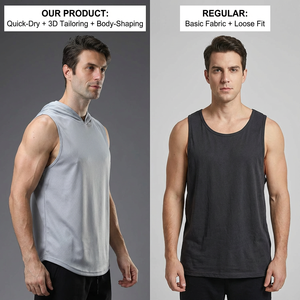 Haut de course sans manches pour homme en polyester et élasthanne ultra-extensible, léger, respirant, écologique, avec découpes profondes aux bras - Product Image 3