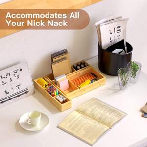 Boîtes de rangement en bambou réglables, séparateur de tiroir, organisateur de tiroir, boîte, porte-couverts, organisateur de tiroir, ustensiles - Product Image 2