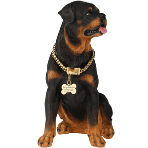 ปลอกคอสุนัขแบบ Cuban Link ขนาด 10 มม. ทำจากสแตนเลสสตีลสีทองหรูหรา พร้อมตัวล็อคกันน้ำอย่างปลอดภัย และป้ายห้อยคอรูปกระดูก - Product Image 2