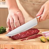 Set Pisau Dapur Stainless Steel 6 Buah Berkualitas Tinggi, Diasah Manual, dengan Blok Penyimpanan untuk Memotong Sayuran, Mengiris Daging, dan Memotong