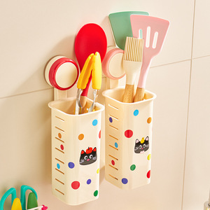 Dopamine Bathroom Wall Mounted Suction Cup Storage Box Rectangle Toiletries Organizer With Cat Pattern For Toilet Curling Iron - Product Image 2