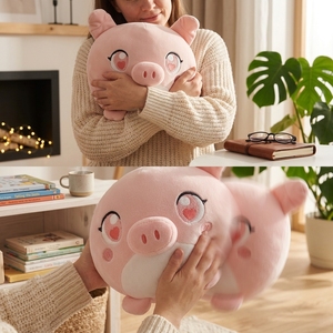 Couverture en peluche ronde personnalisée, écologique et douce, en forme de <span class=keywords><strong>cochon</strong></span>, pour animaux en peluche, cadeau de Saint-Valentin ou d'anniversaire, OEM ODM - Product Image 2