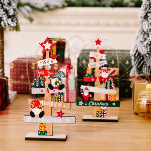 2025 <b>Christmas</b> Table Decoration Wish You Merry <b>Christmas</b> Letter Wooden Plate Elderly Snowman Dwarf Elderly Wooden Decoration - Product Image 4