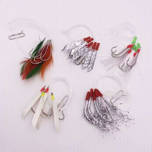 Aparejos de pesca Sabiki para pulpo, aparejos para calamar, anzuelos en cadena, tubo de plumas y brillo para arenque, aparejos Texas, pesca en el mar, pesca de arrastre, atún - Product Image 1