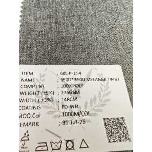 Tessuto Twill Melange 350D - 100% Poliestere 275gsm 148cm Resistente all'Acqua - Product Image 4