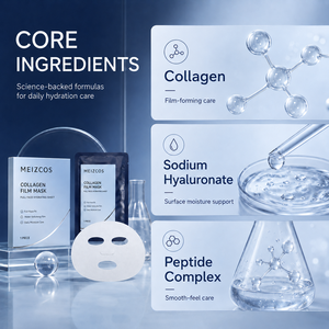 Masque en film de collagène MEIZCOS pour le <span class=keywords><strong>visage</strong></span> entier, masque en feuille nacré <span class=keywords><strong>blanc</strong></span> hydratant, soin hydratant au peptide d'hyaluronate de sodium, 1 pièce - Product Image 4