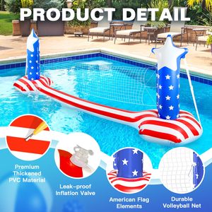 Hot Sale 3 in 1 <b>Inflatable</b> Pool Game Set Volleyball Net Basketball Hoop <b>Large</b> Floating Water Toy American Flag 250th Anniversary - Product Image 5