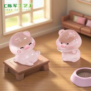 Petits cochons mignons et lumineux, décoration de maison de poupée DIY, décoration de bureau, petite voiture en résine, petits ornements - Product Image 5