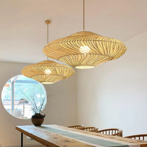 Lámpara de Techo de Ratán Hecha a Mano, Estilo Antiguo, 15w, para Dormitorio, Sala de Estar, Comedor, Bar - Product Image 1