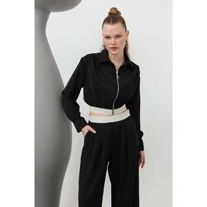 Veste plissée minimaliste à manches longues en vison tissé pour femme, automne - Product Image 6