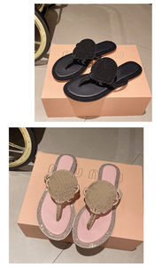 Sandalias Planas de Verano para Mujer, con Pedrería, Parte Superior de Lona, Suela de Goma, Estilo Slip-On, Marca de Diseñador Estadounidense, Más Vendidas - Product Image 4