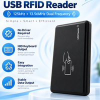 Lecteur RFID USB OEM double fréquence 125 kHz 13,56 MHz pour cartes IC/ID, porte-clés et étiquettes, idéal pour la gestion des bibliothèques et l'authentification d'identité