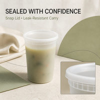 Gobelets à soupe en plastique jetables transparents de qualité supérieure avec couvercles anti-fuite pour la livraison en restaurant