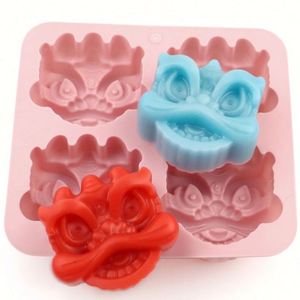 Moule en silicone écologique à 4 cavités en forme de lion traditionnel pour bougies faites à la main, outil de cuisson réutilisable, pour gâteaux, savons, résines, bonbons DIY, OEM/ODM - Product Image 1