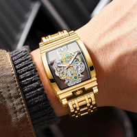BINBOND jam tangan Quartz anti air pria, jam tangan olahraga, jam tangan Quartz, anti air, jam tangan bercahaya, jam tangan tengkorak Hollow, jam tangan pria Relogio Masculino