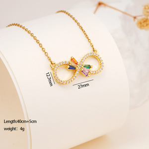 Nuova Collana con Ciondolo da Donna alla Moda, Gioielli con Zirconi Colorati e Simbolo dell'Infinito, Collana in Acciaio Inossidabile Placcato Oro - Product Image 5