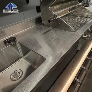 Cuisine modulaire d'extérieur de luxe en acier inoxydable 304 avec toit rétractable motorisé et barbecue intégré - Product Image 3