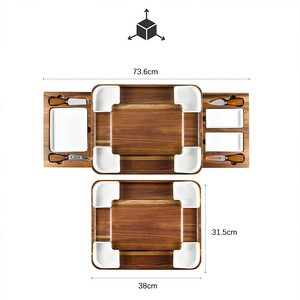 Acacia Wood <b>Cheese</b> Board <b>Knife</b> <b>Set</b> Rectangular Cutting Board With Serving Trays For Party Snacks And Appetizers - Product Image 5