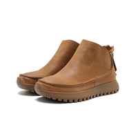 Bottes de neige pour femmes en cuir véritable Crazy Horse mat, à lacets, respirantes, confortables et douces, pour l'automne et l'hiver