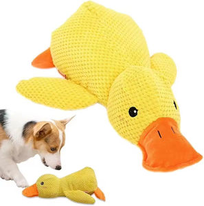 Jouet pour chien en forme de canard apaisant, jouet en peluche durable à mâcher et qui couine pour chiens, pour l'intérieur/l'extérieur, exercice toute saison - Product Image 1