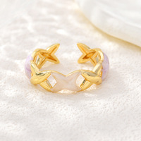 JS22 Verguld Stervormige Holle Emaille Ring Multicolor Verstelbaar Open Dames Mode Stapelbare Vinger Ringen