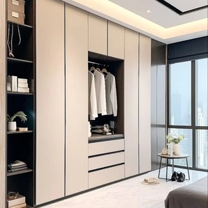 Armario de Dormitorio Moderno Minimalista de Madera con Puertas de Vidrio, Diseño Ecológico, Gran Capacidad de Almacenamiento, Muebles para el Hogar Ensamblados - Product Image 3