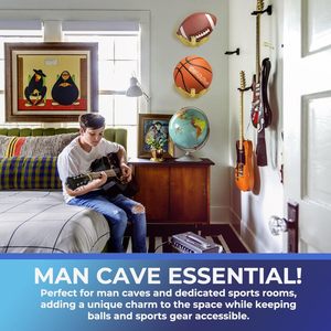 Supports muraux en résine dorée pour ballons, pour les sports gauchers/droitsiers, affichage de ballons de basket-ball, de volley-ball, de football, rangement mural - Product Image 4