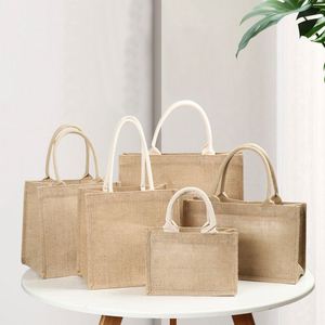 Sac fourre-tout en toile de jute personnalisé pour femmes, sacs à main vierges en toile de jute, sac de plage en toile de jute pour femmes, sac fourre-tout en toile de jute imprimé avec logo, vente en gros - Product Image 3